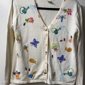 Sweater Sweater Small Cardigan Gardening Butterfly Theme